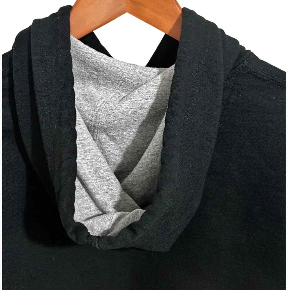 Champion Heavy Black Hoodie Sweatshirt Men's Size Small Gray‎ Lined Hood